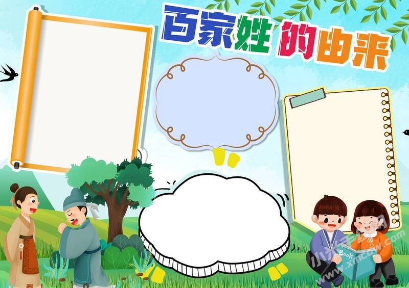 百家姓的由來(lái)手抄報(bào)內(nèi)容模板無(wú)字版（第三版）.jpg