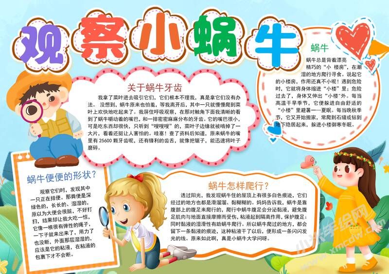 觀察小蝸牛手抄報模板有字版.jpg