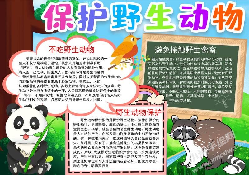保護(hù)野生動物手抄報模板有字版.jpg