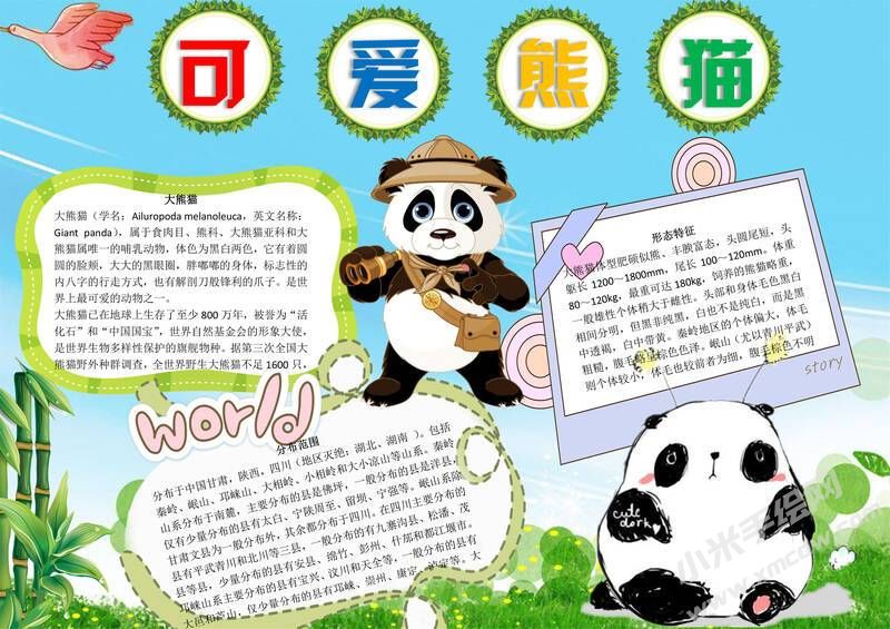 可愛熊貓手抄報模板有字版.jpg
