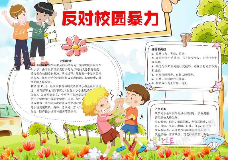反對校園暴力手抄報模板彩色有字版（第二版）.jpg