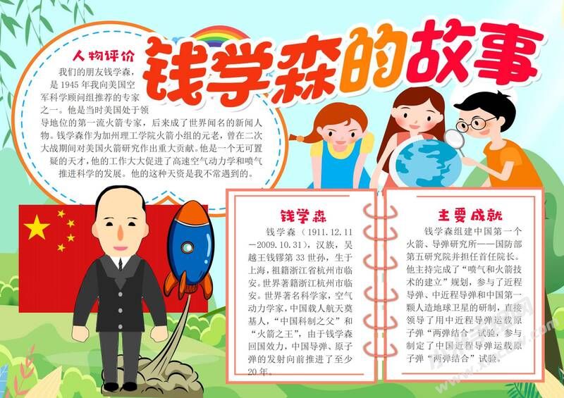 錢學(xué)森的故事手抄報模板有字版.jpg