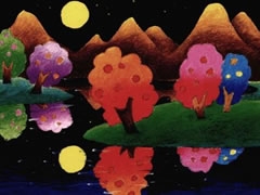 湖邊倒影油畫(huà)棒創(chuàng)作步驟圖示