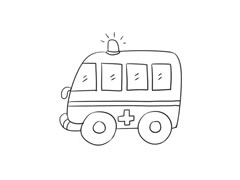 救護(hù)車簡筆畫繪制步驟圖示