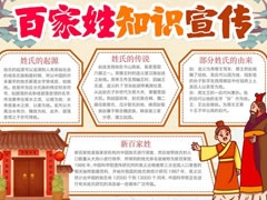 百家姓知識宣傳手抄報內(nèi)容模板