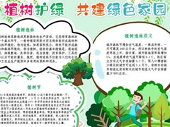 植樹護綠共建綠色家園手抄報模板