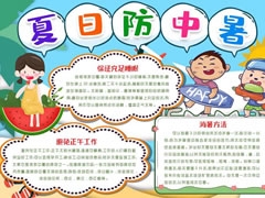 夏日防中暑手抄報(bào)模板